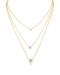 Triple Asscher CZ Layered Necklace