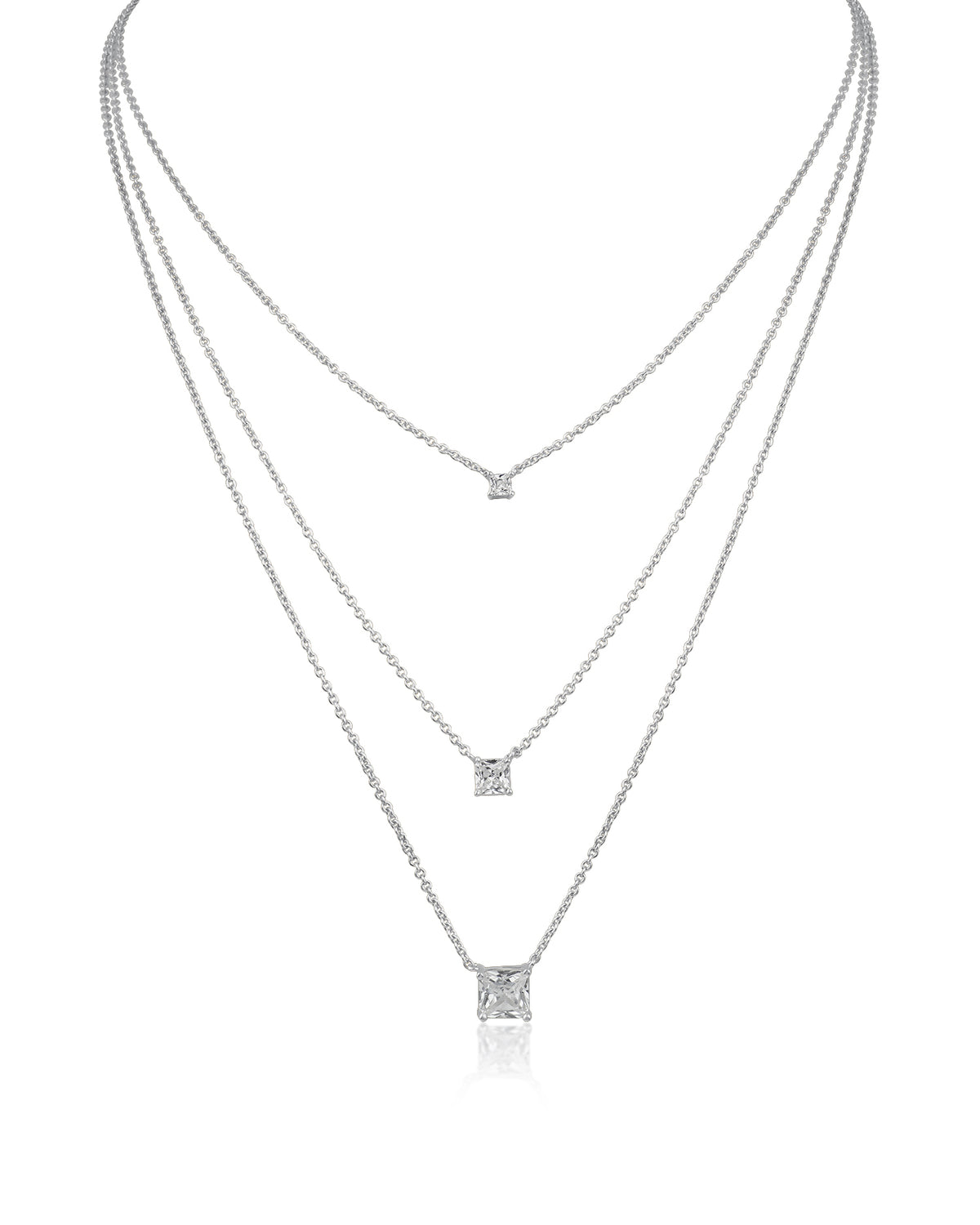 Triple Asscher CZ Layered Necklace