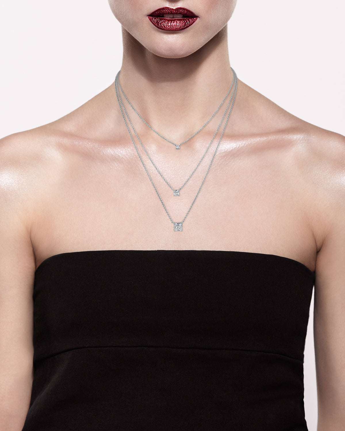 Triple Asscher CZ Layered Necklace