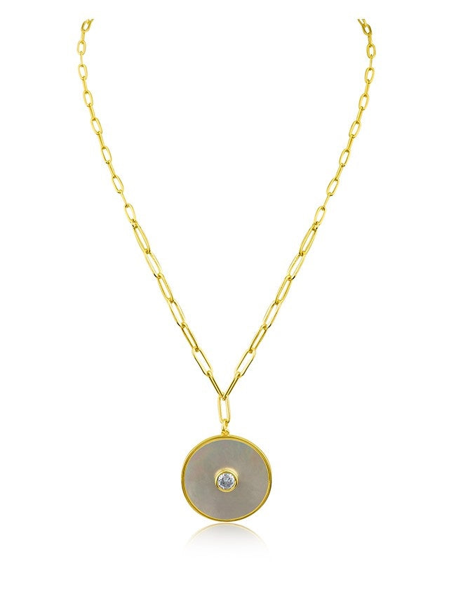 Round CZ Disc Pendant