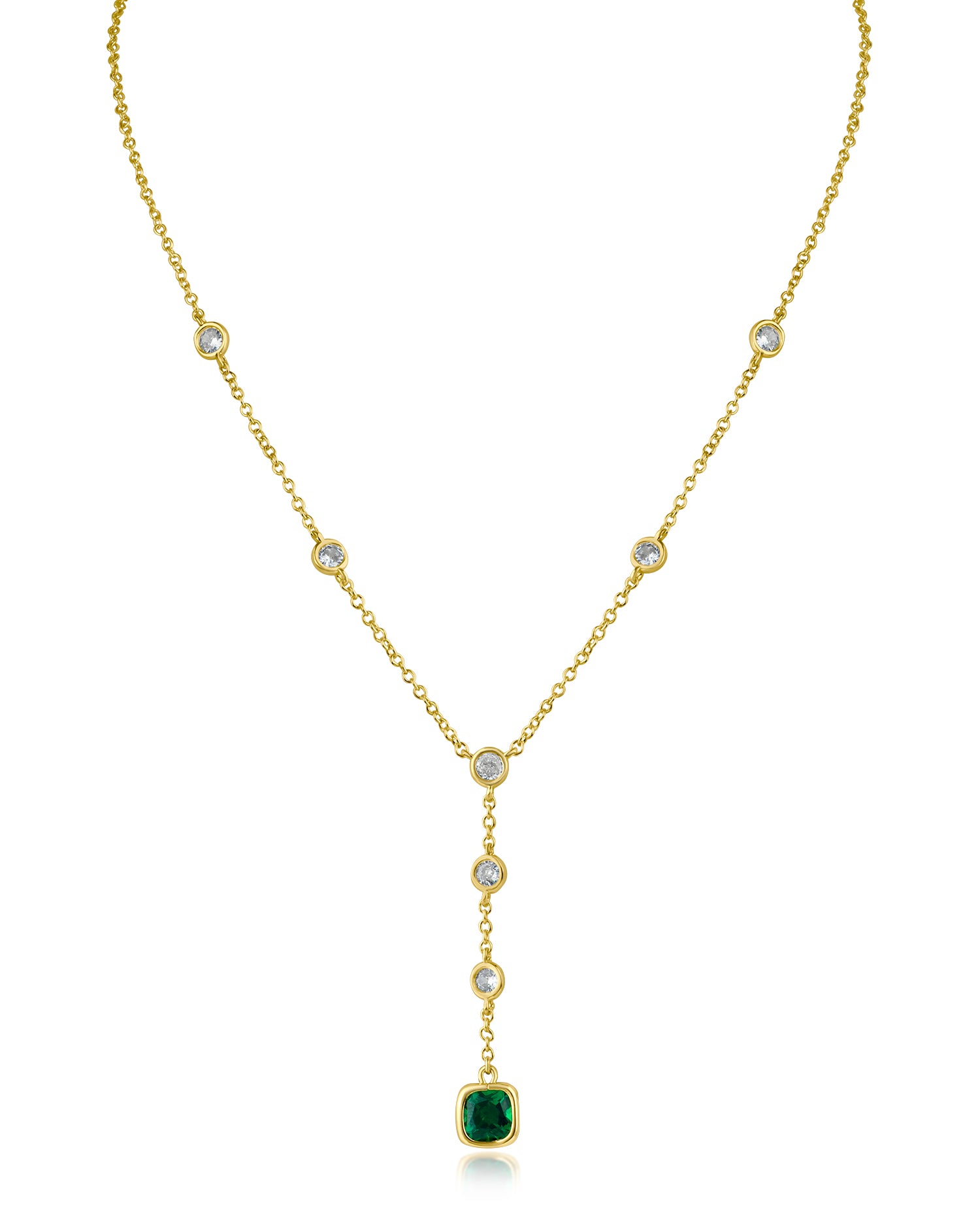 Cushion and Round CZ Station Necklece