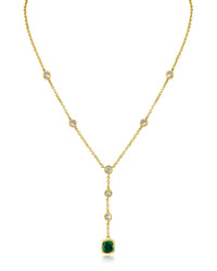 Cushion and Round CZ Station Necklece
