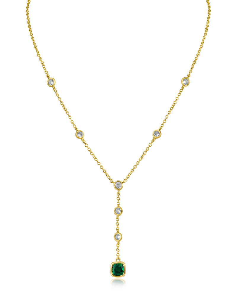 Cushion and Round CZ Station Necklece