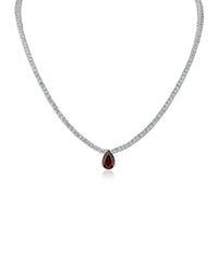 CZ Tennis Necklace with Pear Drop