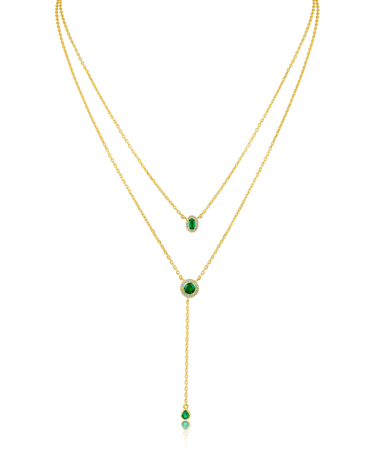 Round CZ Double Layered Necklace