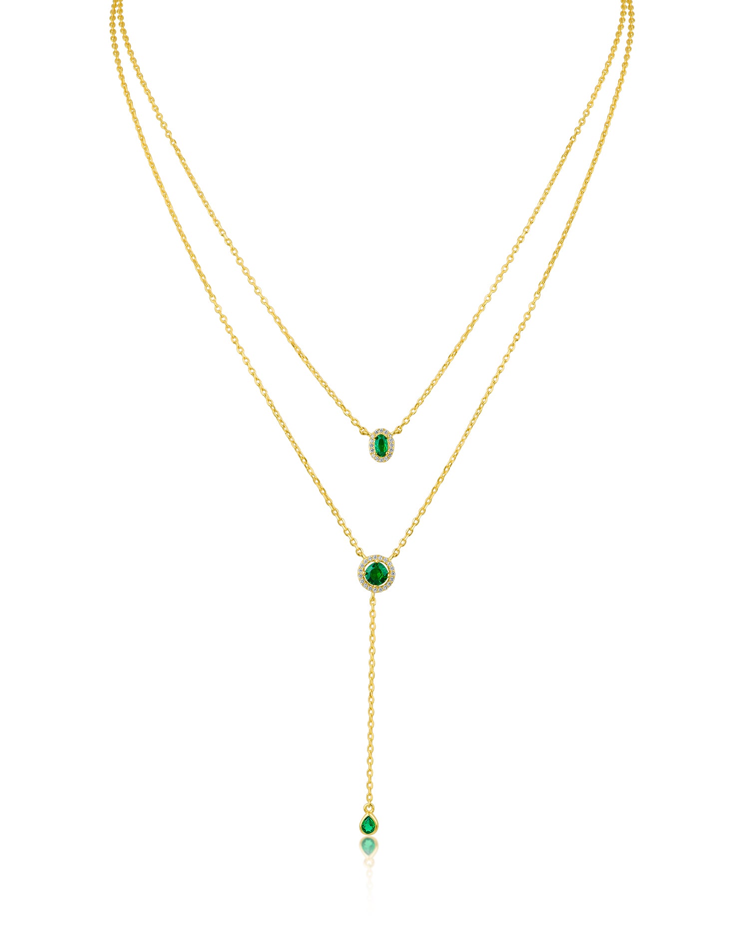 Round CZ Double Layered Necklace