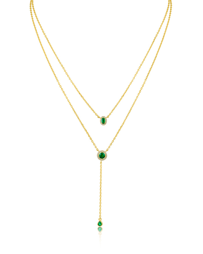 Round CZ Double Layered Necklace