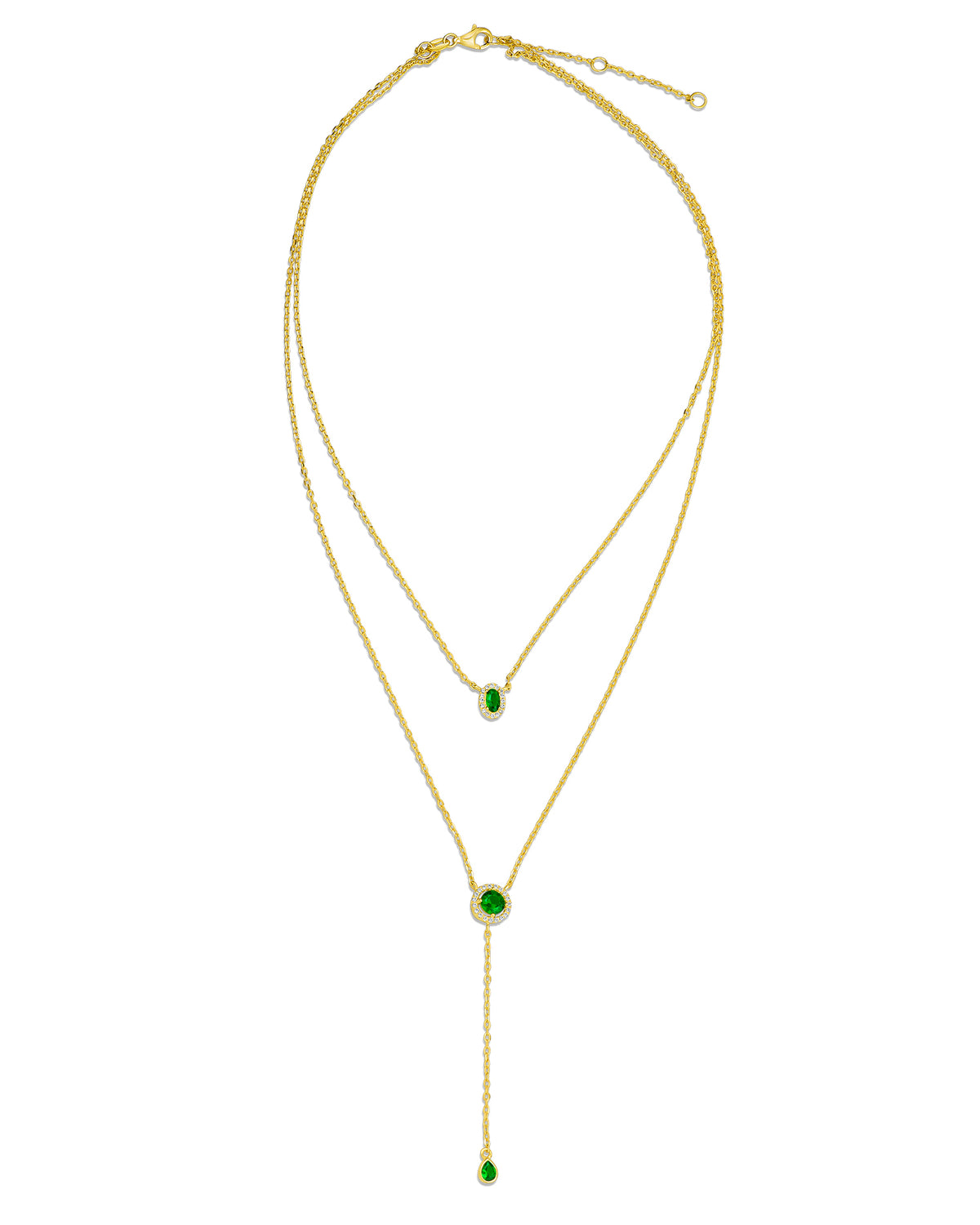 Round CZ Double Layered Necklace