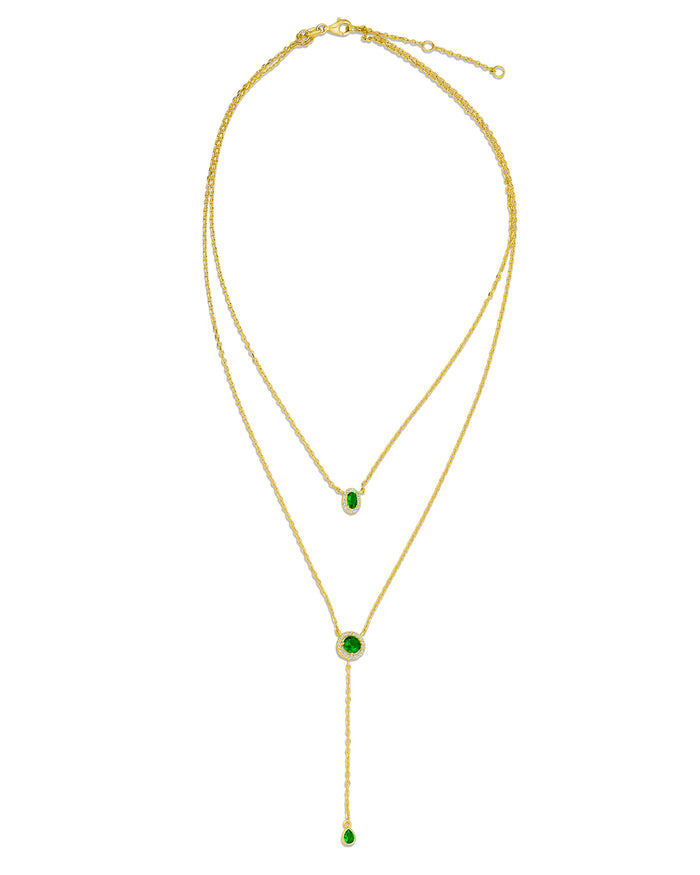 Round CZ Double Layered Necklace