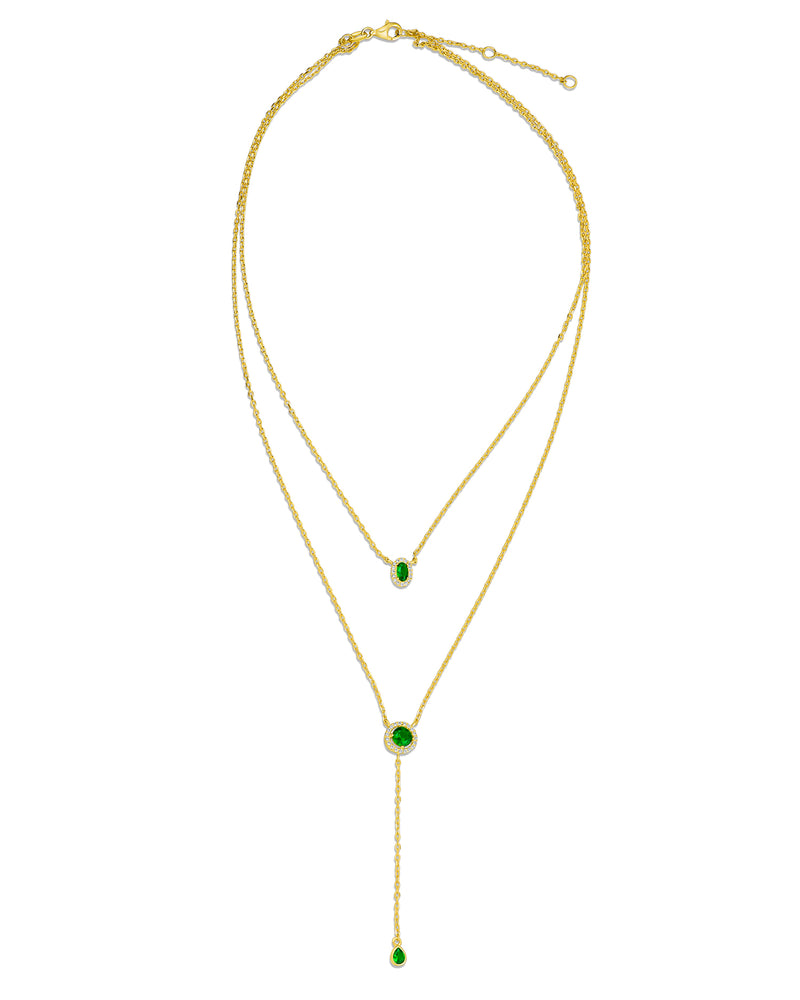 Round CZ Double Layered Necklace