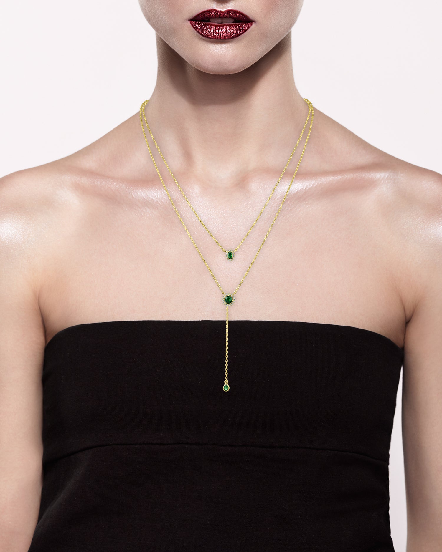 Round CZ Double Layered Necklace