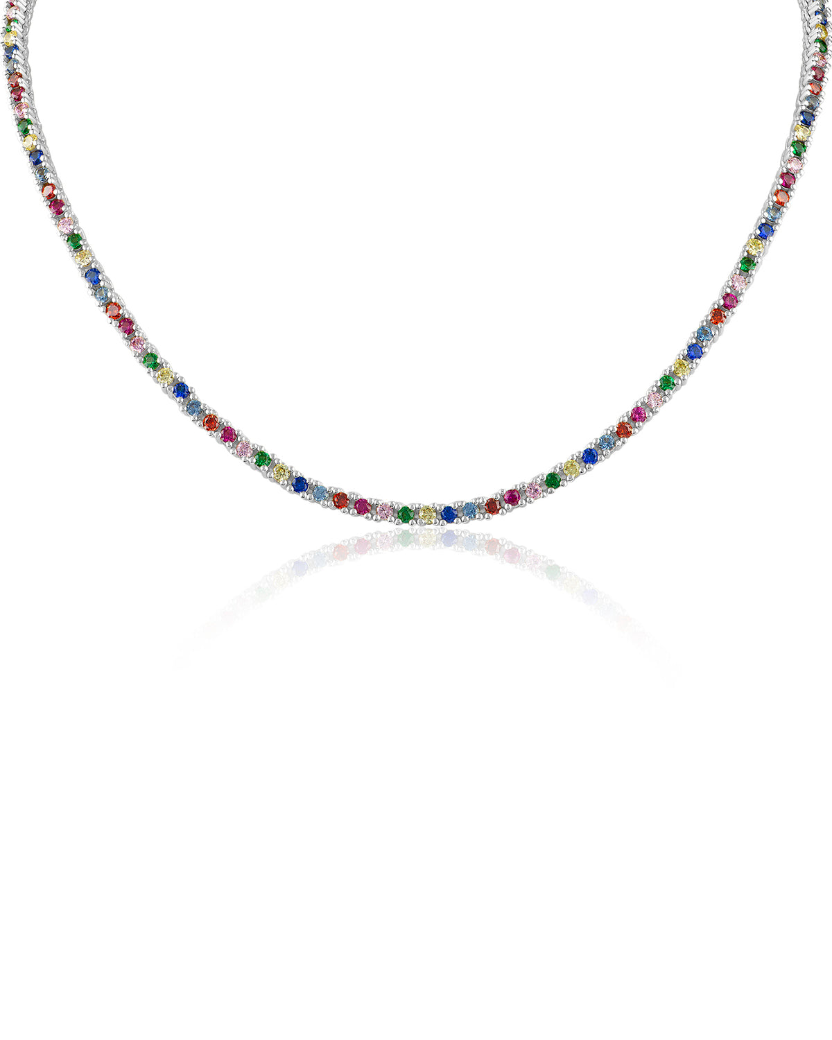 Multicolor CZ Tennis Necklace