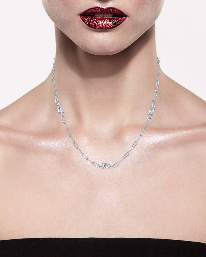 18" Emerald CZ Station Necklace