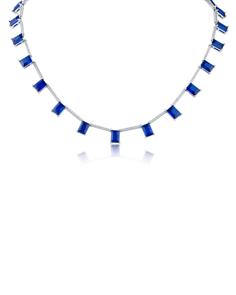 Blue Sapphire CZ Collar Necklace