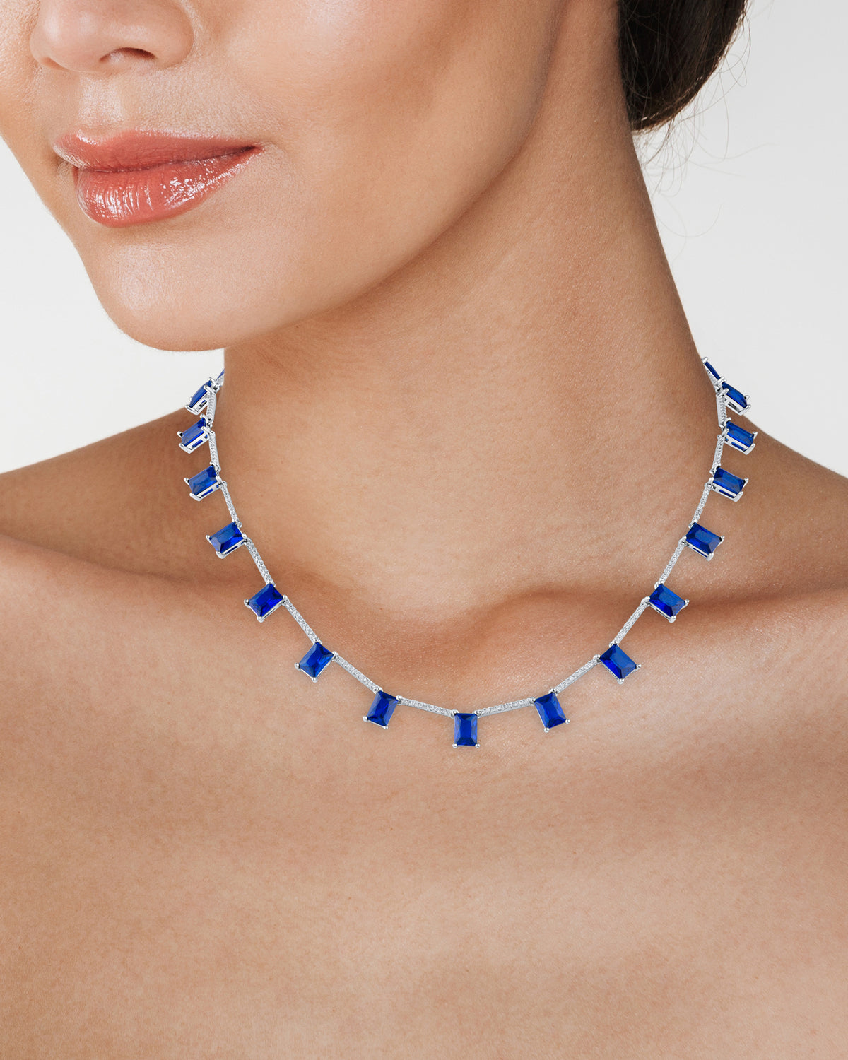 Blue Sapphire CZ Collar Necklace