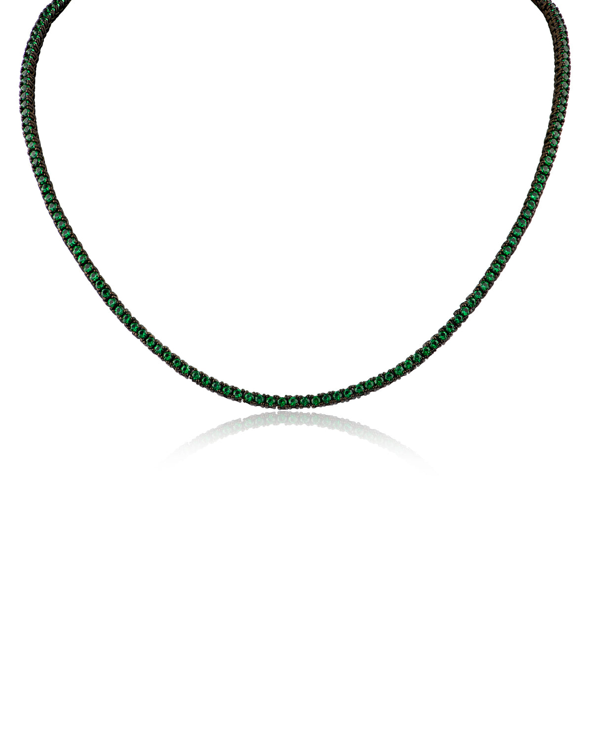 2mm Round Emerald Tennis Necklace