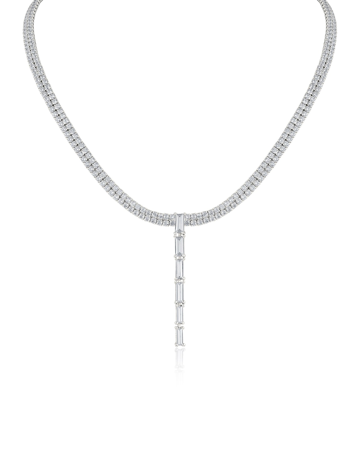 Round and Baguette Collar Necklace