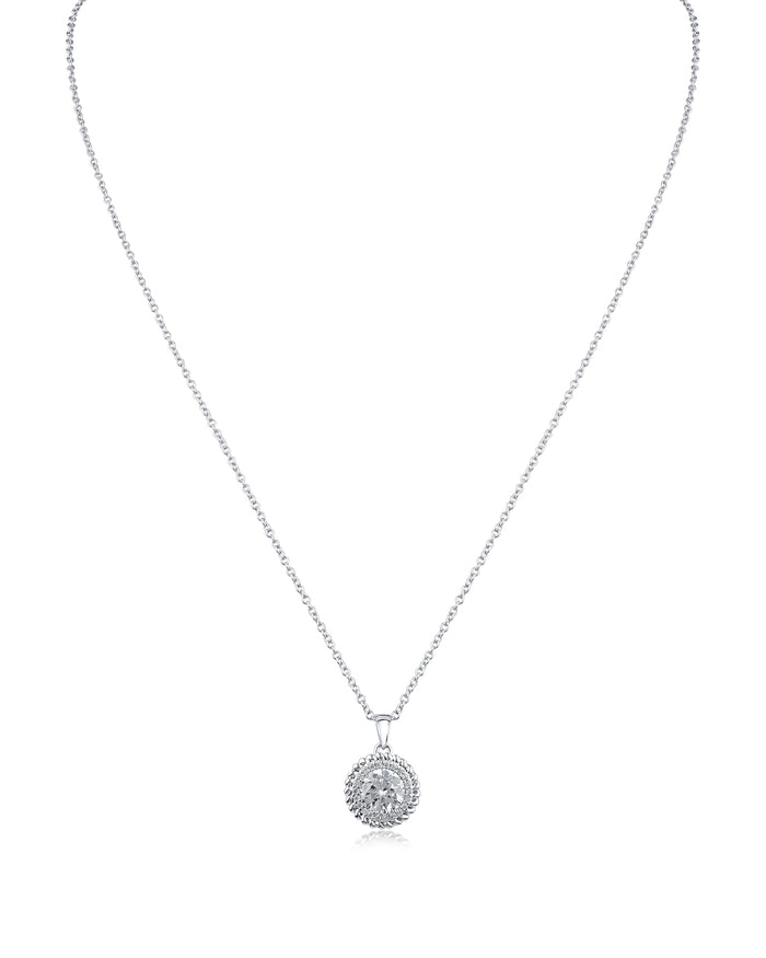 Round CZ with Halo Pendant