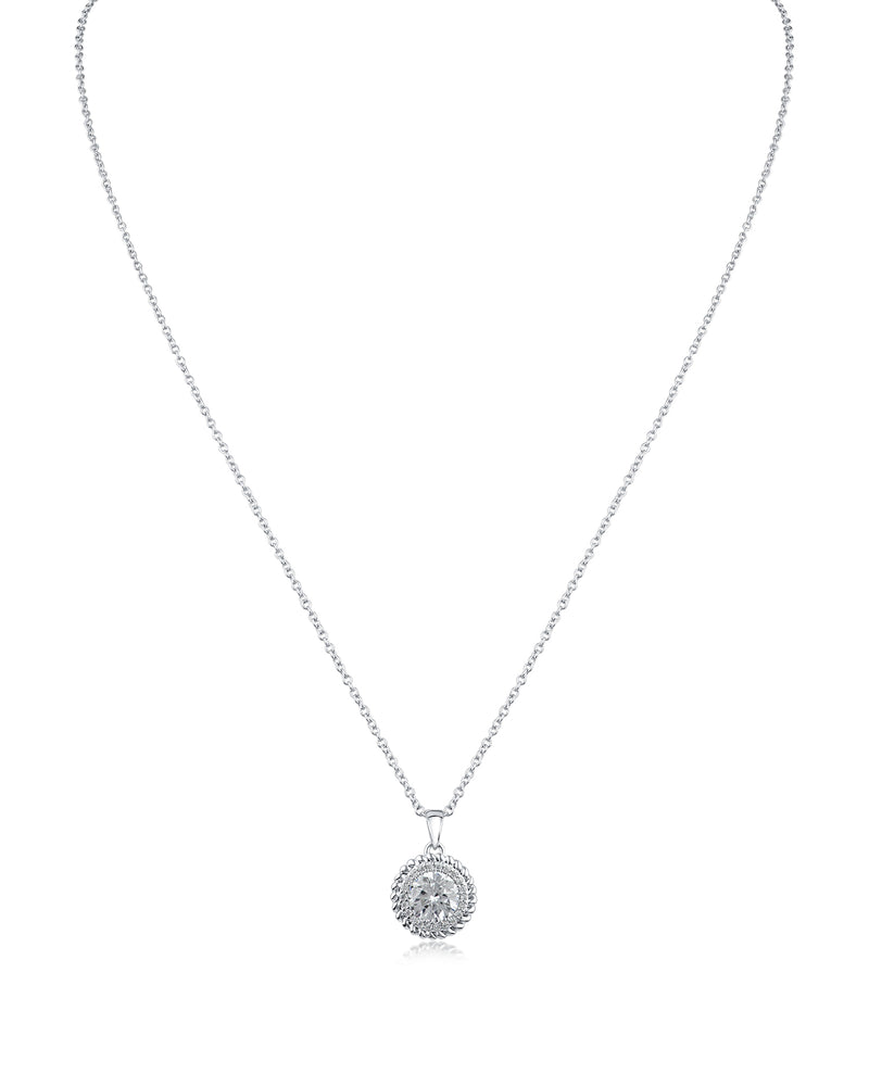 Round CZ with Halo Pendant