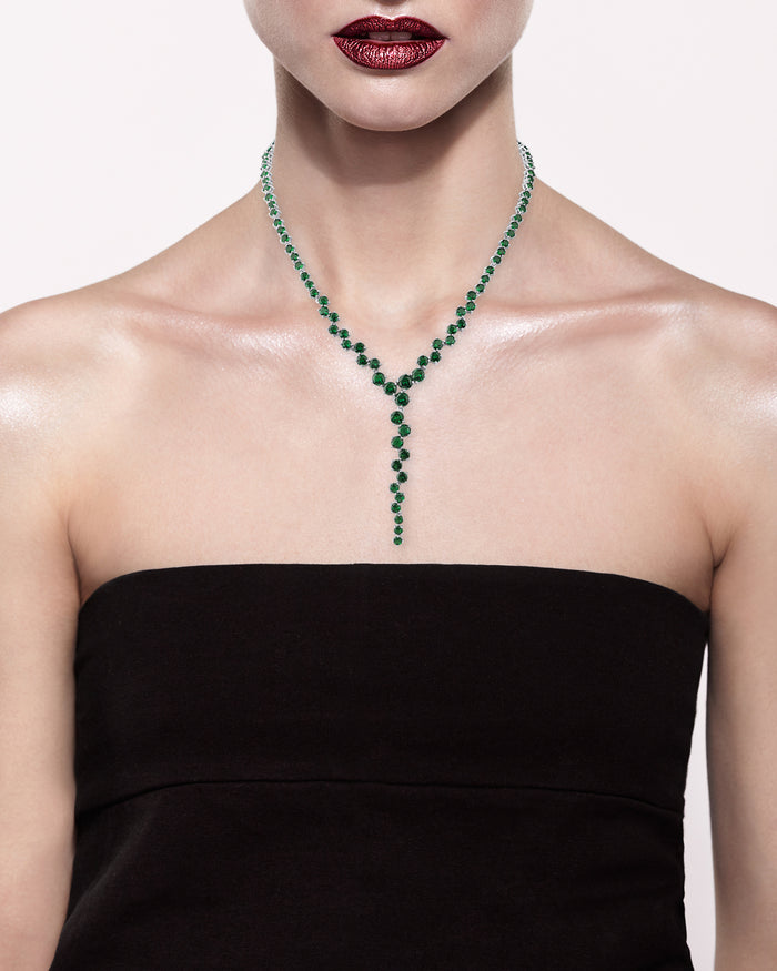 Emerald Cascade Y Necklace