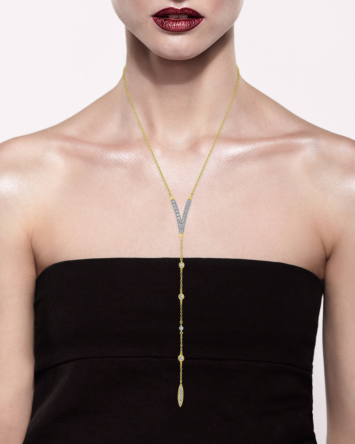Pave and Chain Y-Necklace