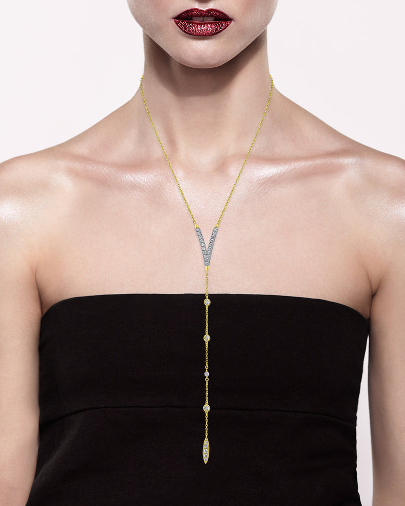 Pave and Chain Y-Necklace