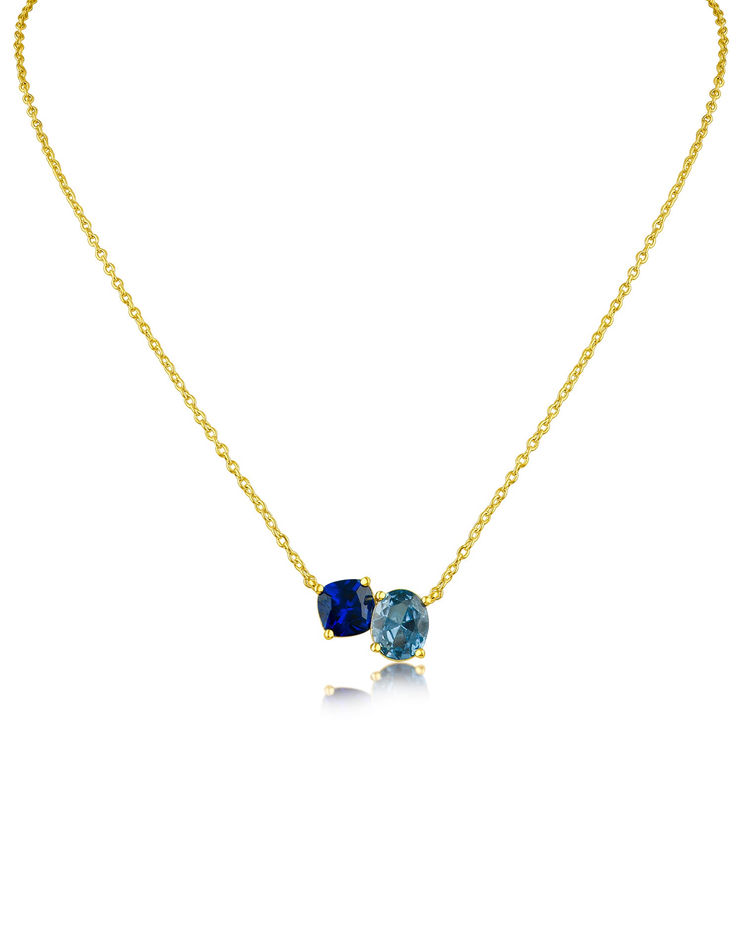 Two Tone Oval CZ Pendant Necklace
