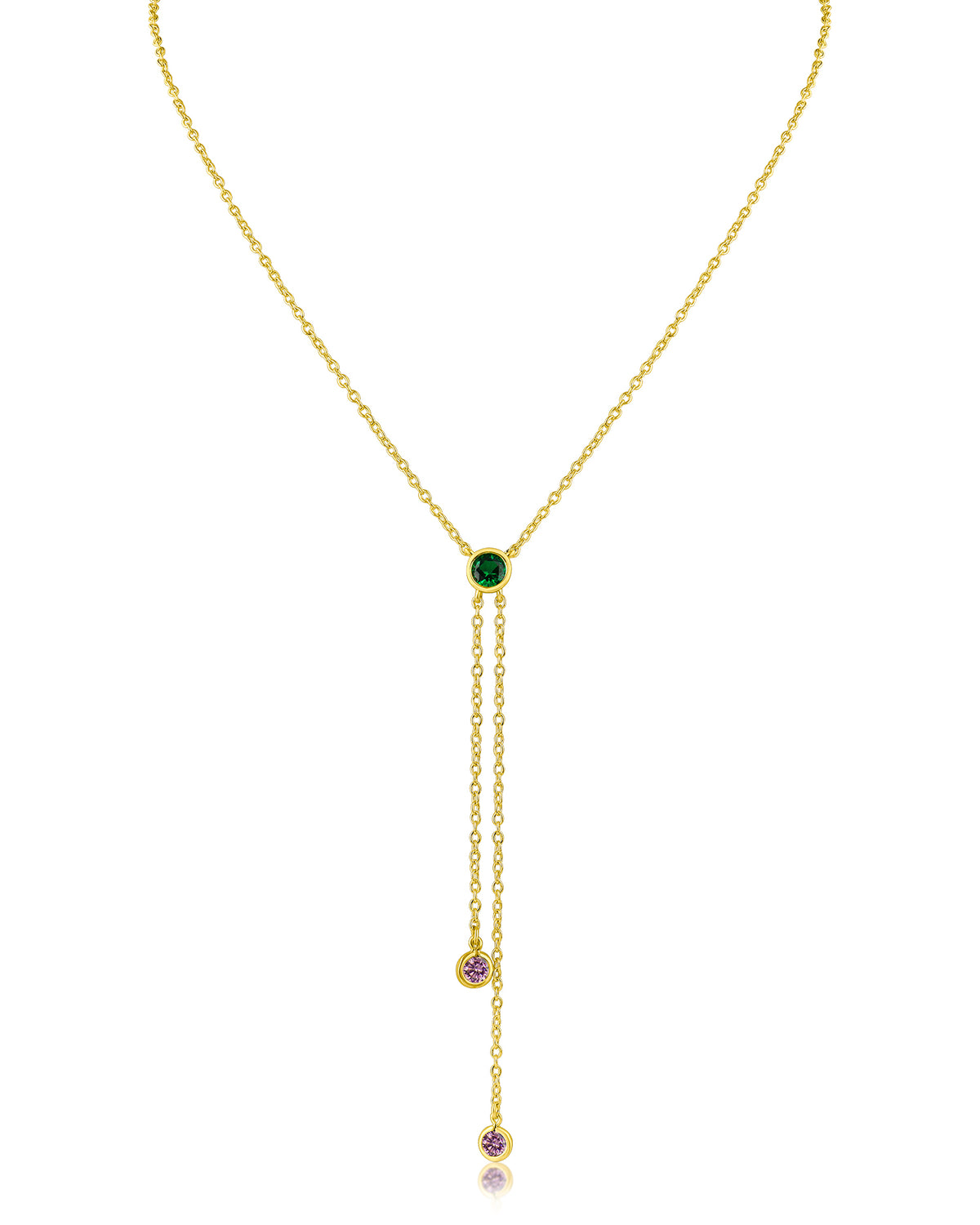 Round Bezel Lariat Necklace