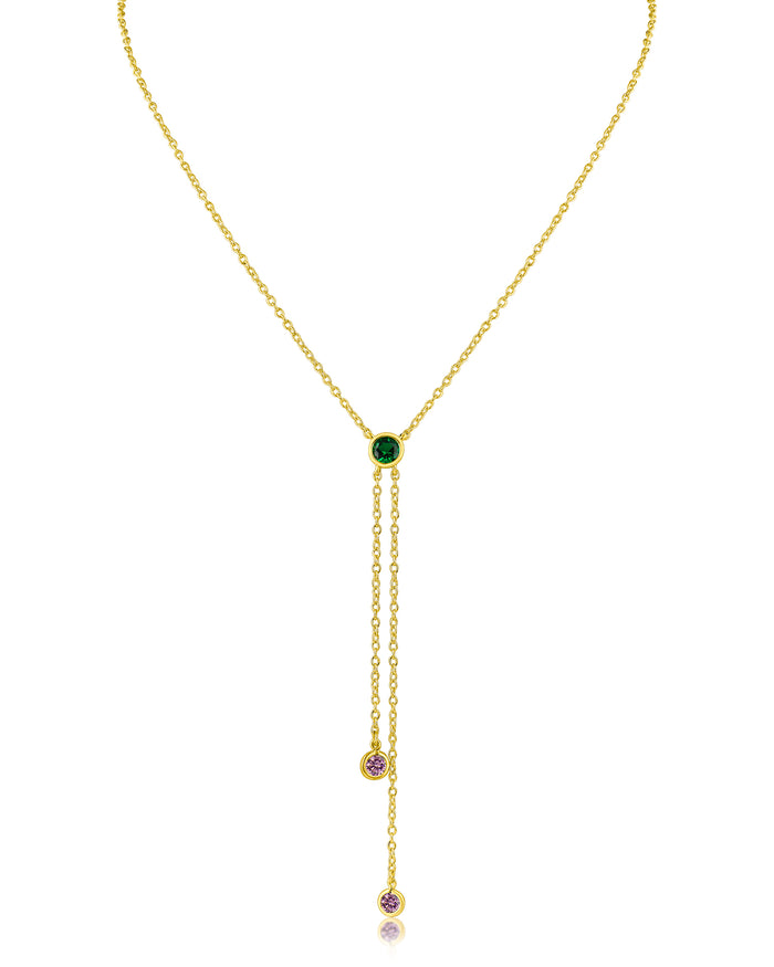 Round Bezel Lariat Necklace