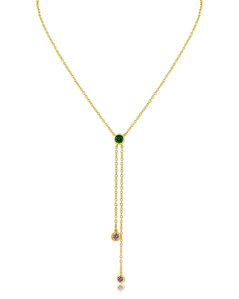 Round Bezel Lariat Necklace
