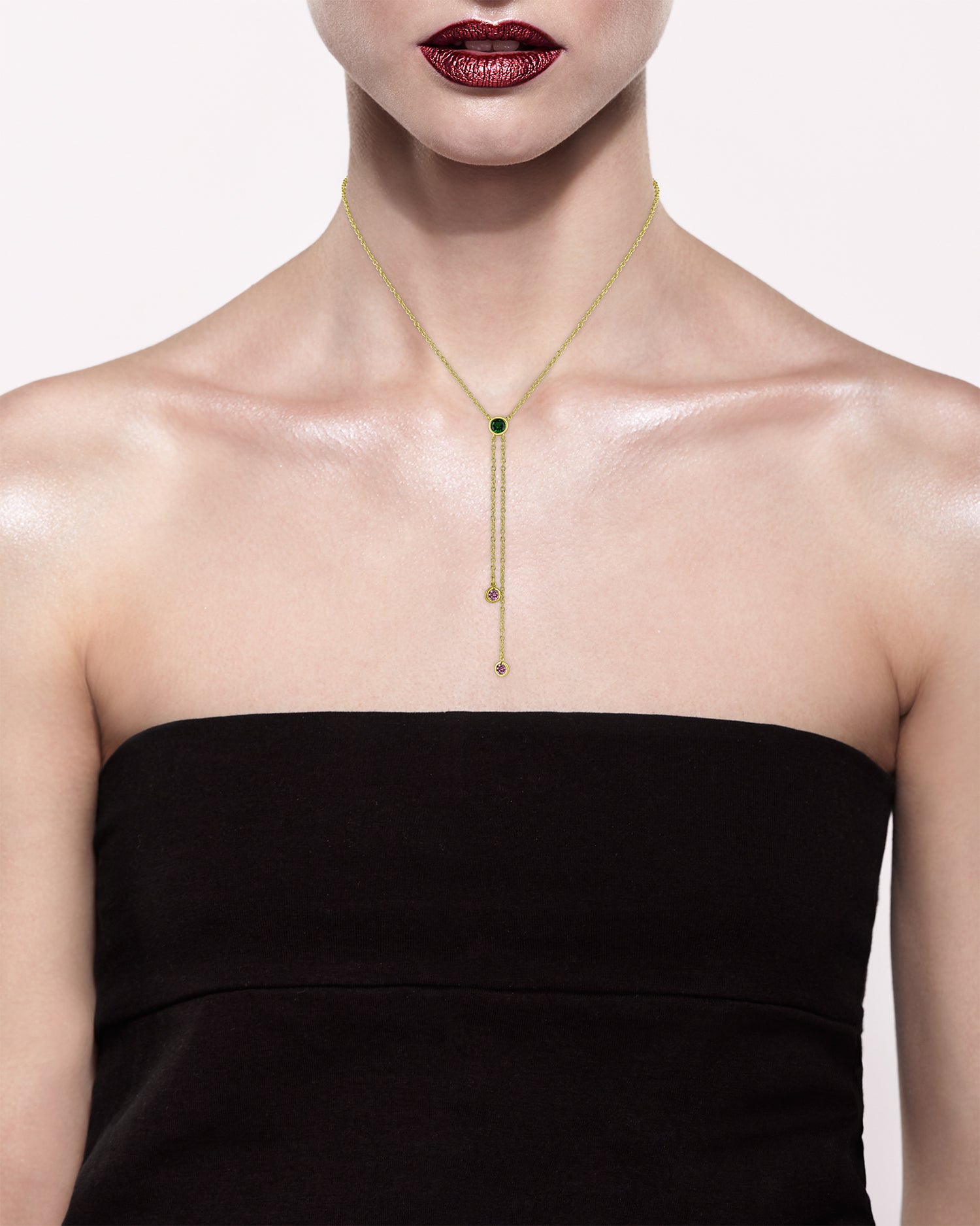 Round Bezel Lariat Necklace