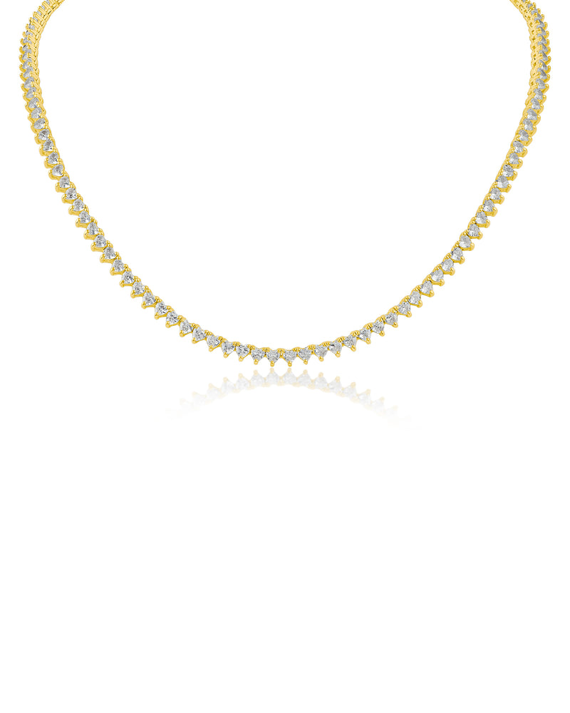 Heart CZ Tennis Necklace