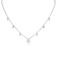 Round and Pear CZ Charm Necklace