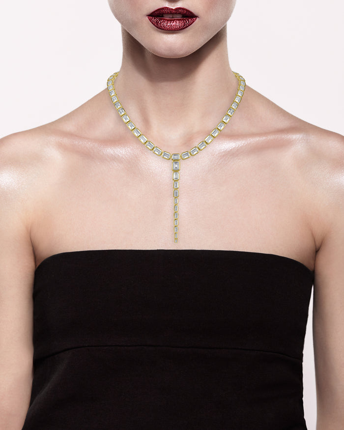 Emerald Bezel Y-Necklace