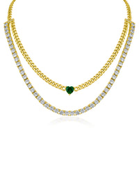 Double Layered Chain and CZ Necklace