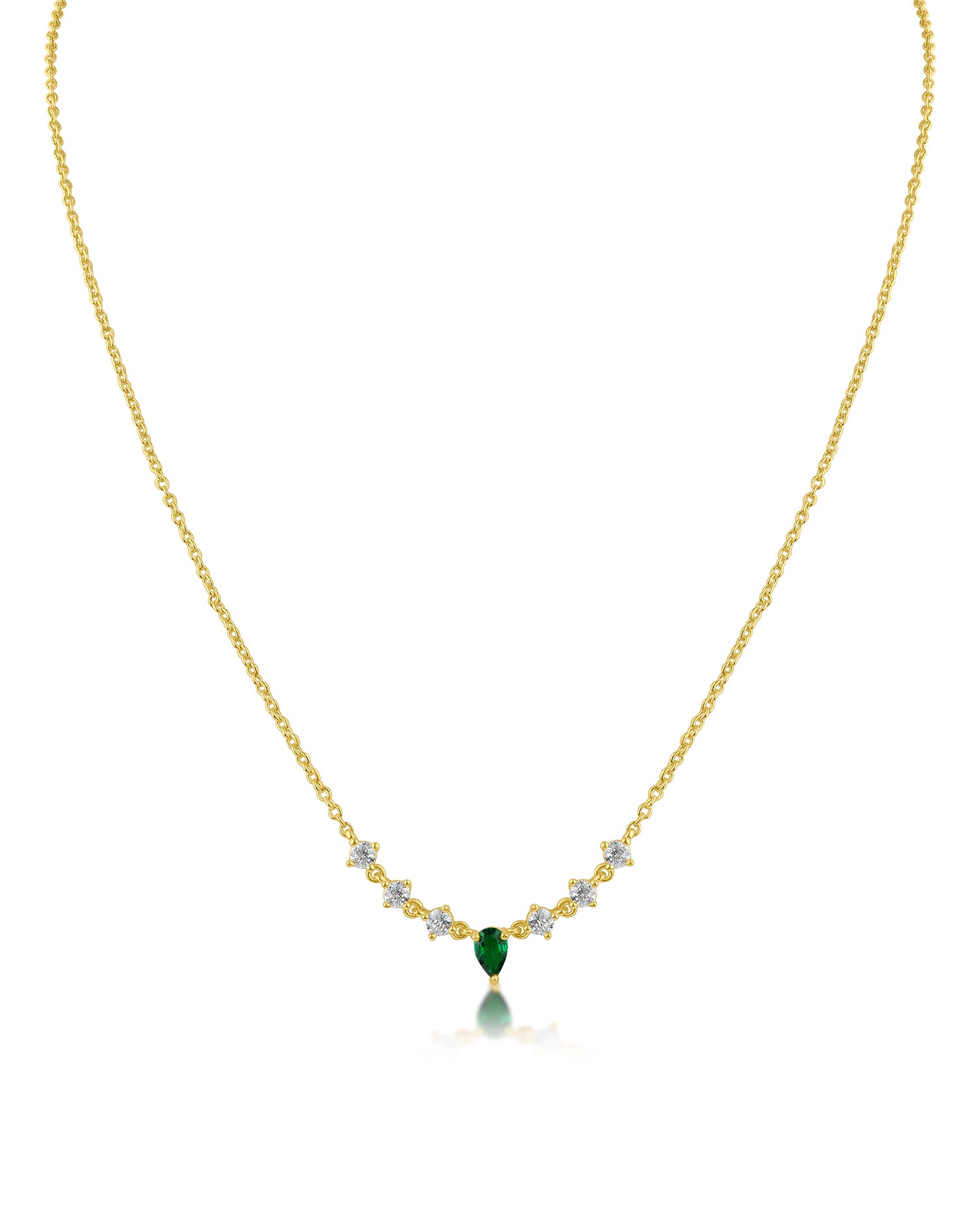 Emerald Pear CZ Station Necklace