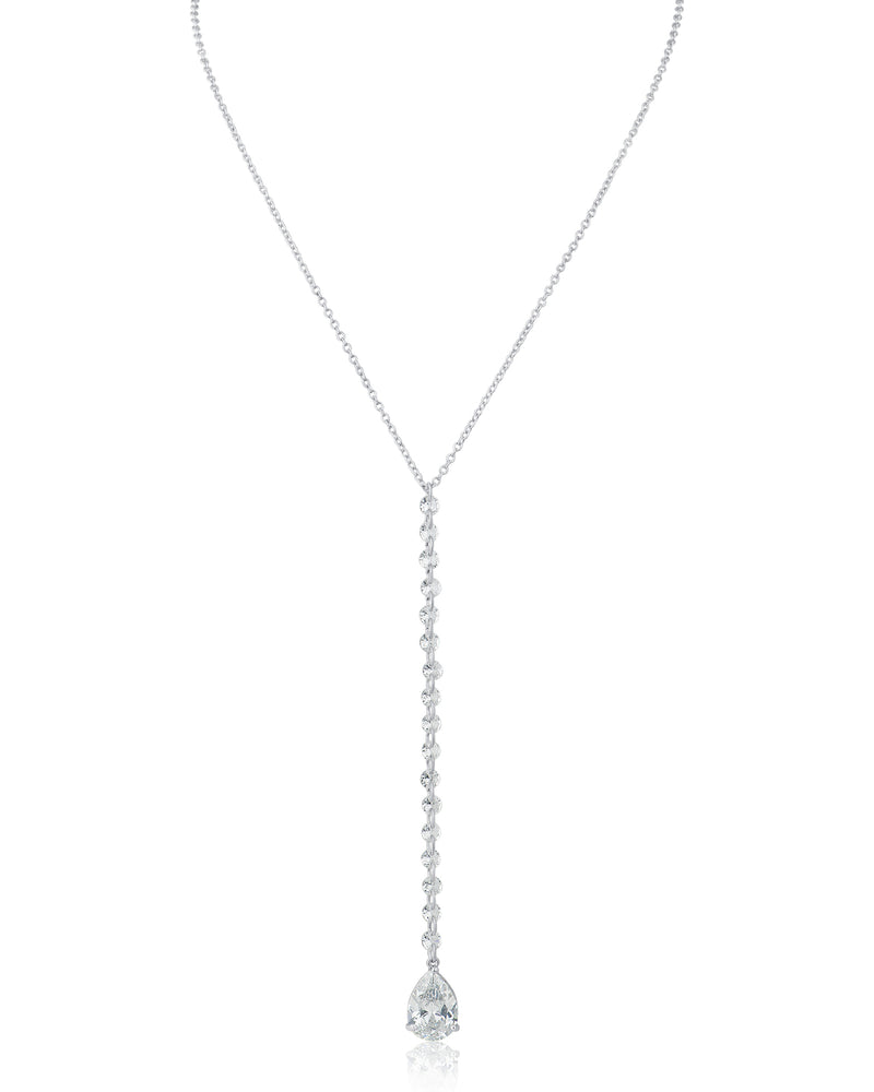 Round and Pear CZ Y-Necklace