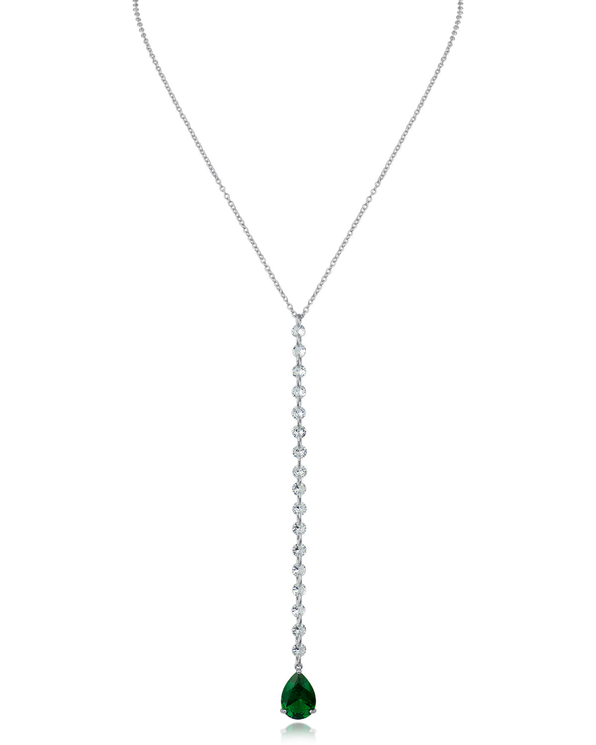 Round and Pear CZ Y-Necklace