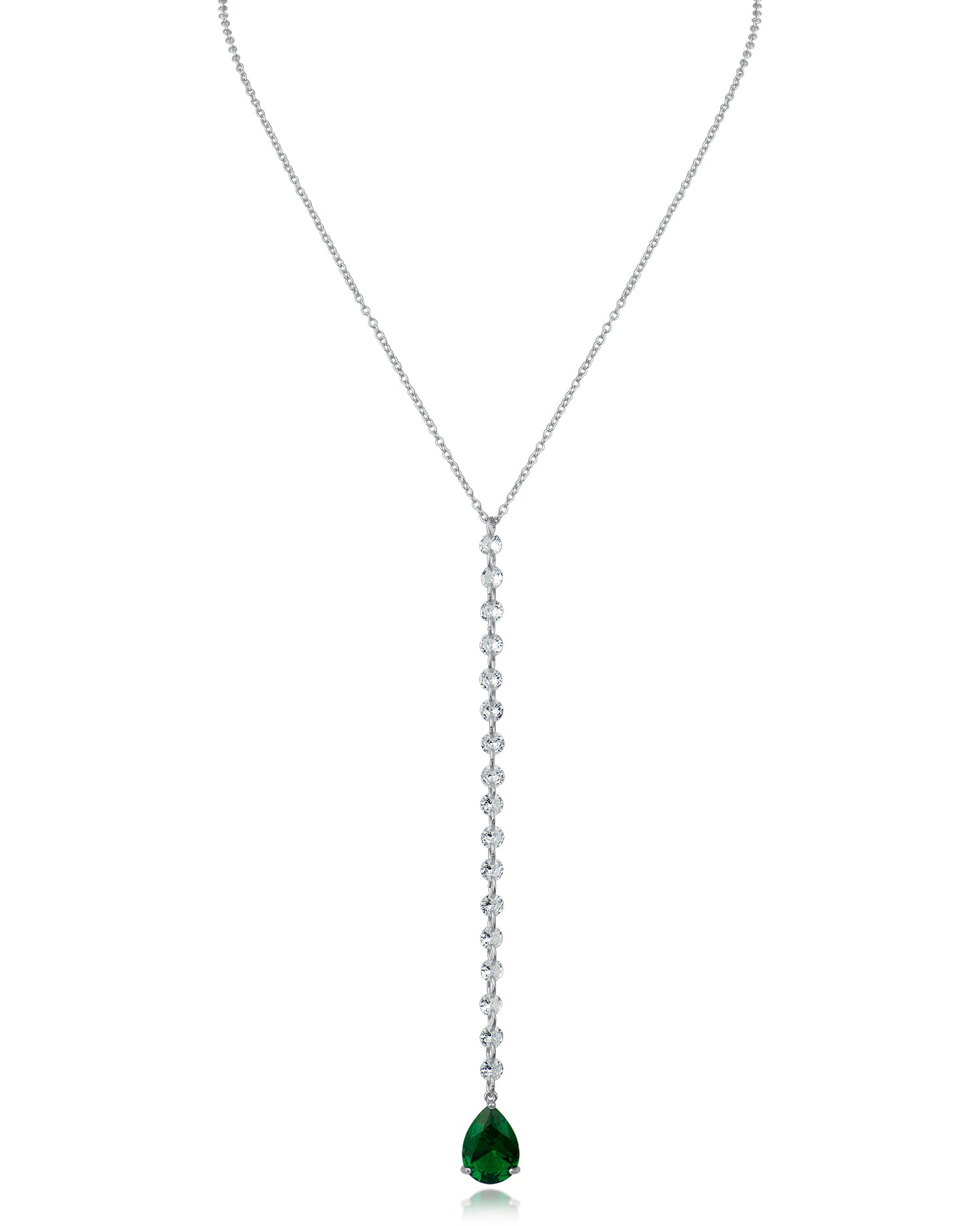 Round and Pear CZ Y-Necklace