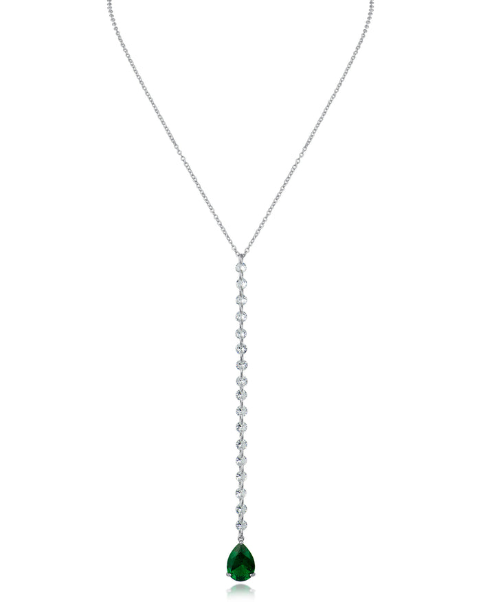 Round and Pear CZ Y-Necklace