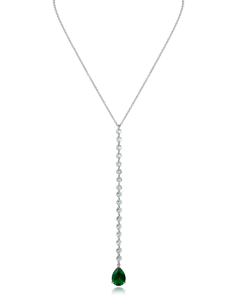 Round and Pear CZ Y-Necklace