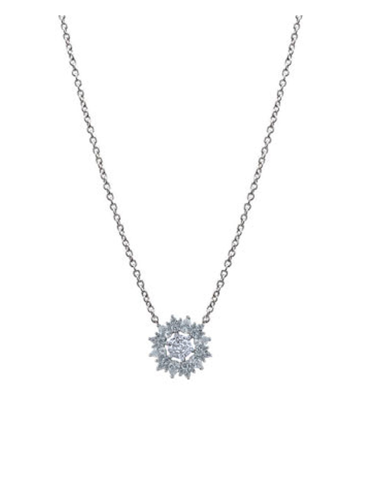 Round and Pear CZ Pendant Necklace