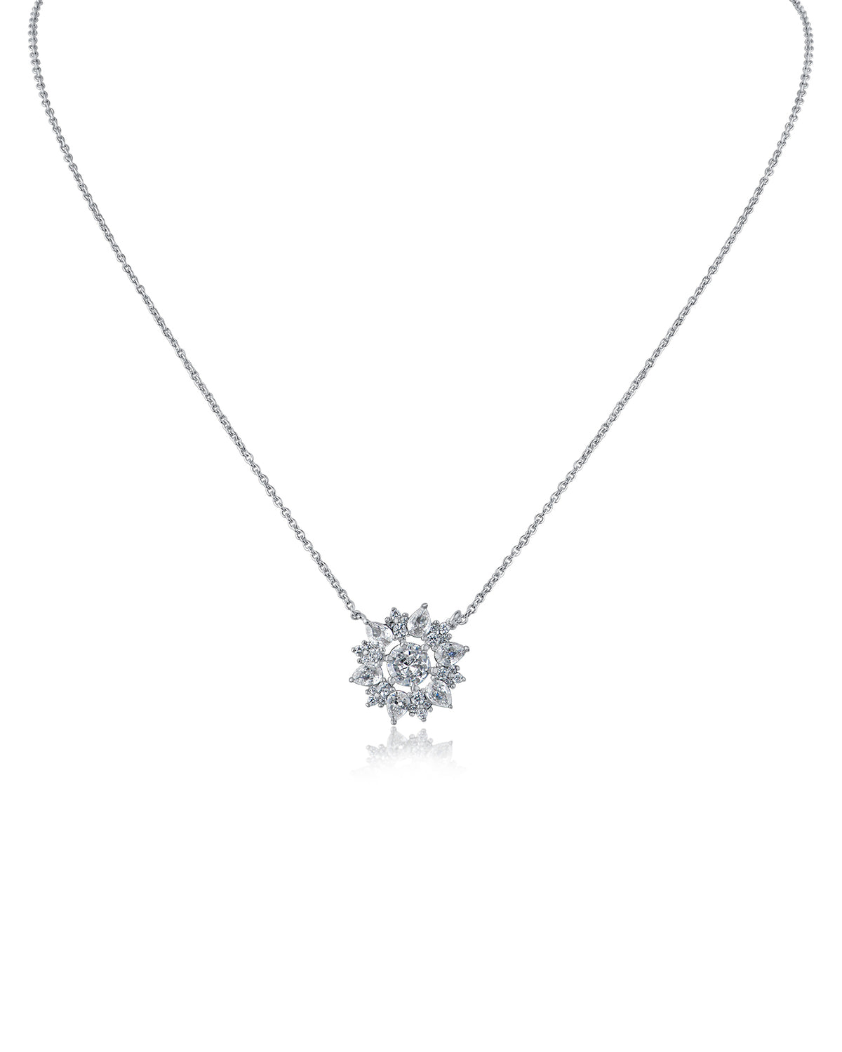 Round and Pear CZ Pendant Necklace
