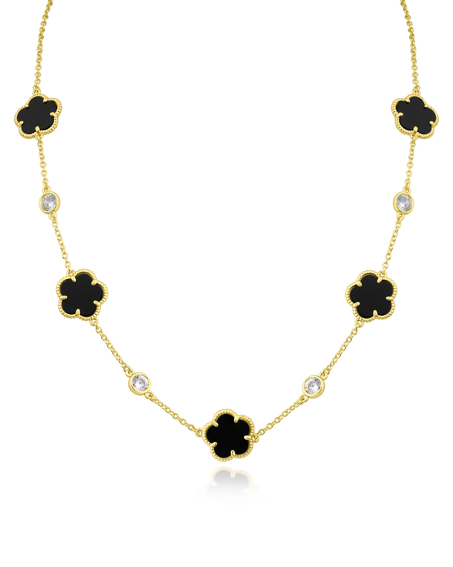 Clover and CZ Station Necklace
