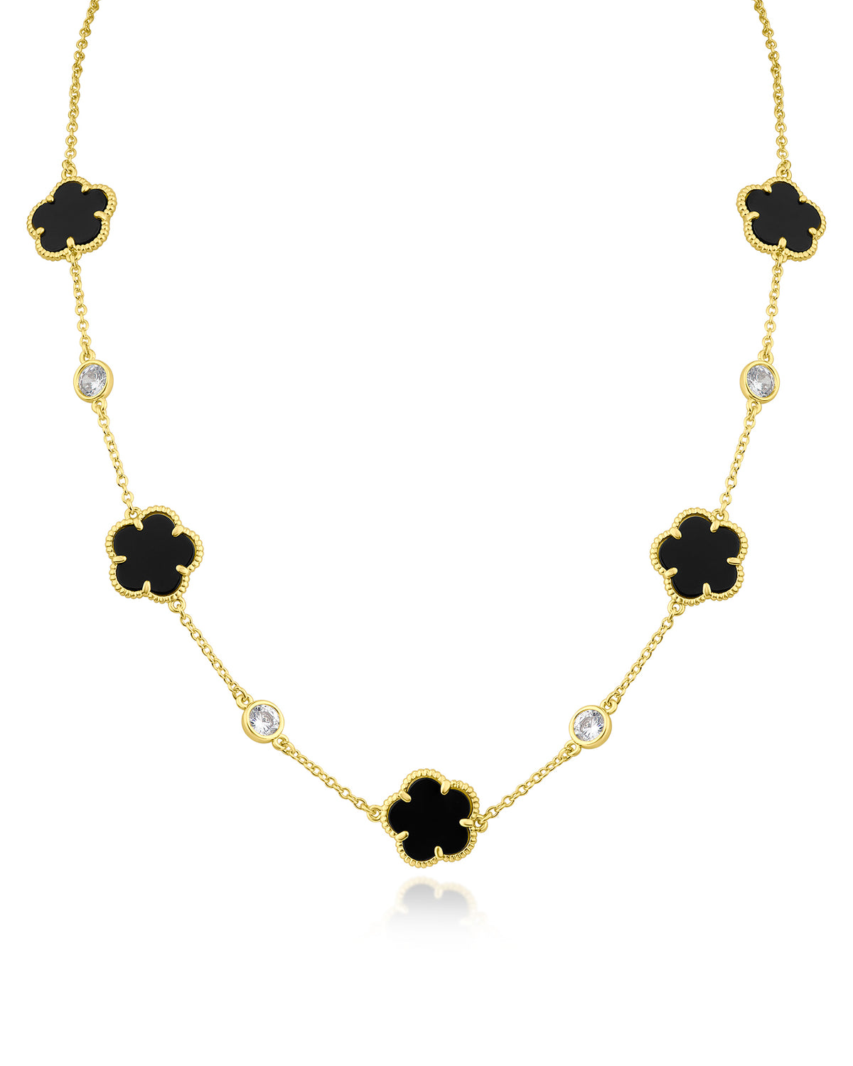 Clover and CZ Station Necklace