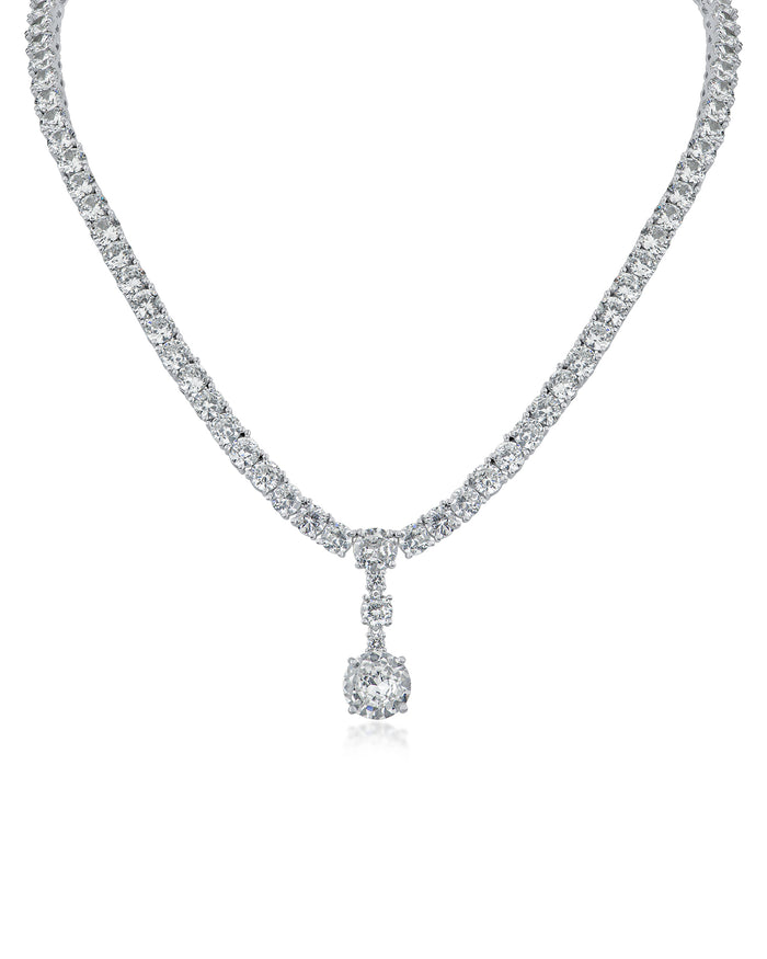 Round CZ Drop Necklace