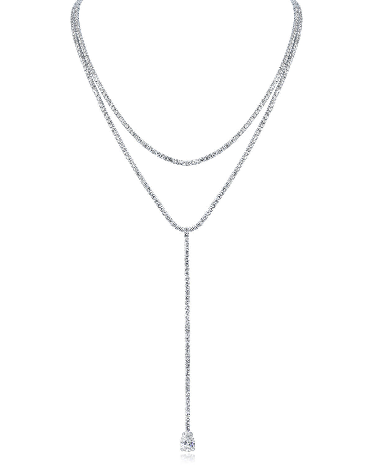 Round CZ Double Layered Y-Necklace