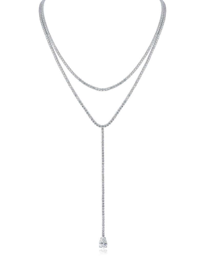 Round CZ Double Layered Y-Necklace