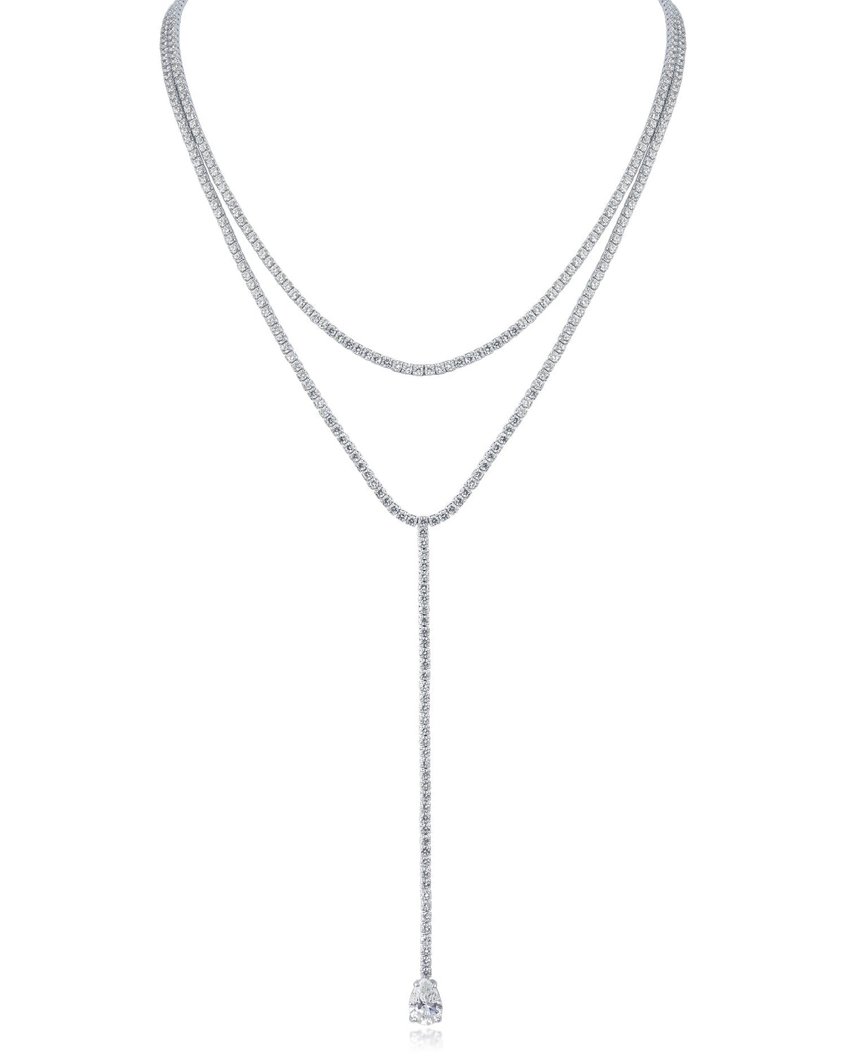 Round CZ Double Layered Y-Necklace