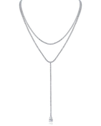 Round CZ Double Layered Y-Necklace